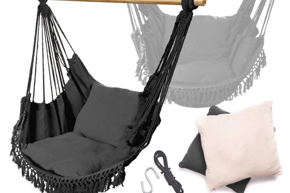 Függőágy + párnák fekete színben