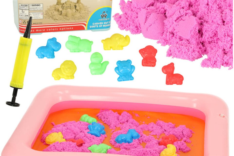 Kinetički pijesak u kanti od 1kg, plavi kalupi