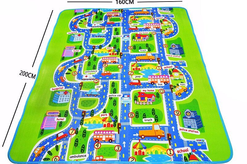 Tappetino educativo in gommapiuma per bambini "Street", 160x200cm