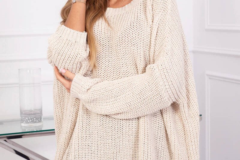 Bež oversize širok pulover