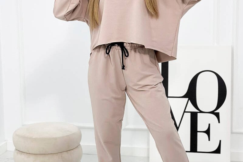 Komplet jakna + hlače iz 2 dijela, bež