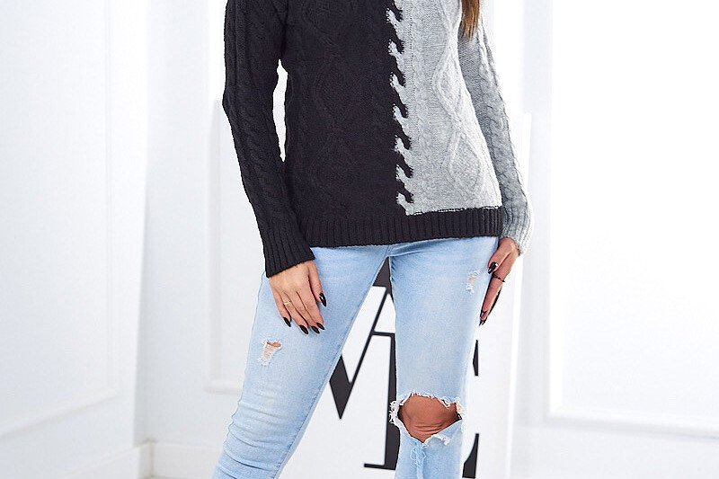 Dvobojni džemper crna + siva