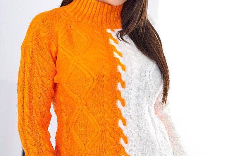Dvobojni pulover narančasta + ecru