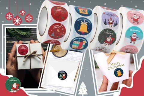 Poklon nalepnice GiftCharm, 500 komada, božićni motivi