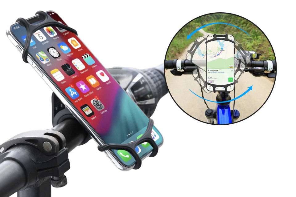 Silikonsko držalo HoldPhone za kolo, motor ali voziček, 360° vrtenje, protizdrsni silikon