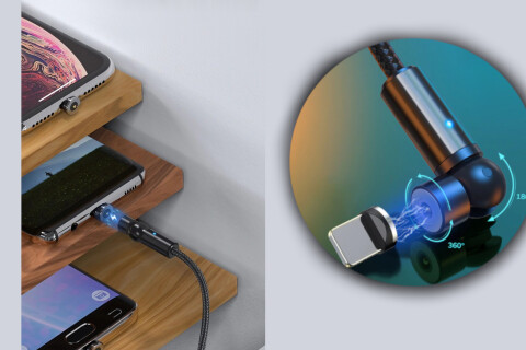 Cavo magnetico Magic Charge USB 3 in 1, 3.0A, micro USB, USB-C, 8 pin