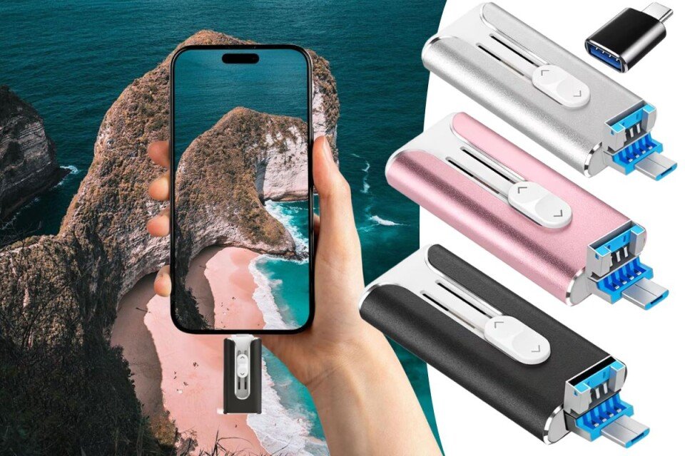 Unitate flash rapidă 3 în 1 NexTri, 128 GB, USB 3.0