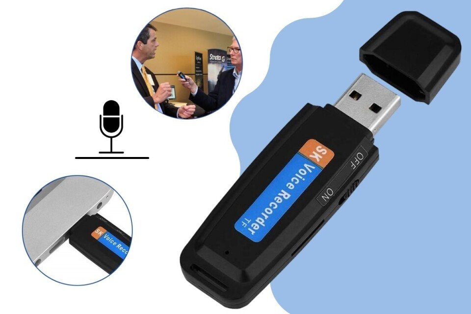 Porta USB con registratore USBrecord, nero, 2 in 1