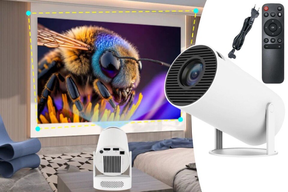 Pixio mini džepni projektor, 180°, 1080P, daljinski upravljač