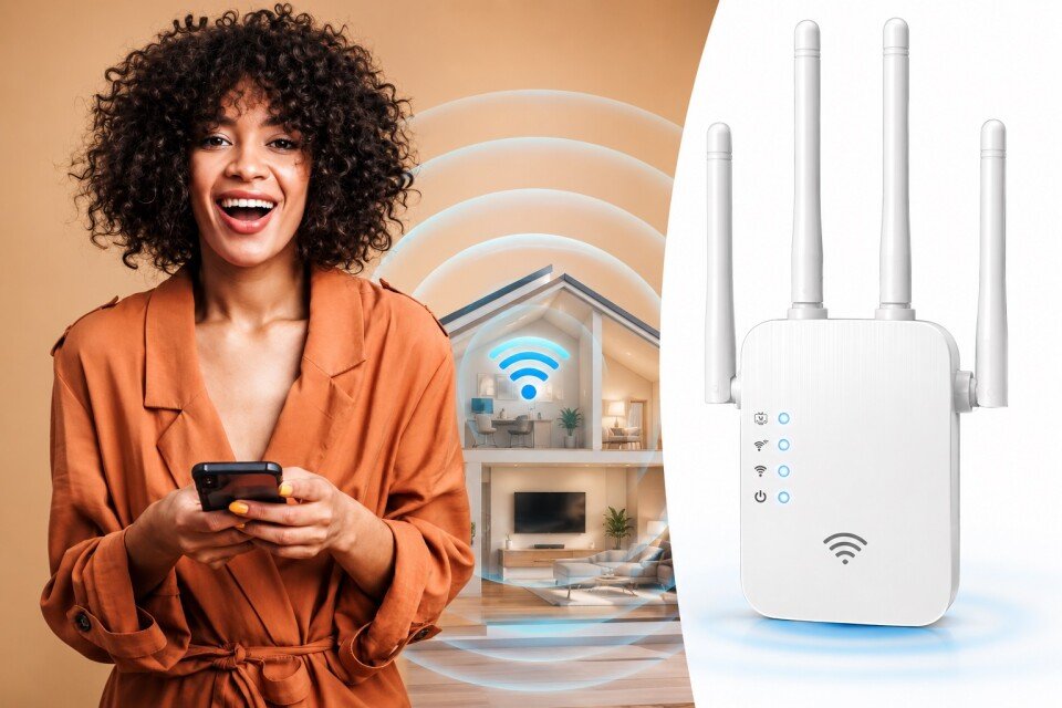 Dvopasovni ojačevalnik WiFi ElaraLink, do 1000 m²