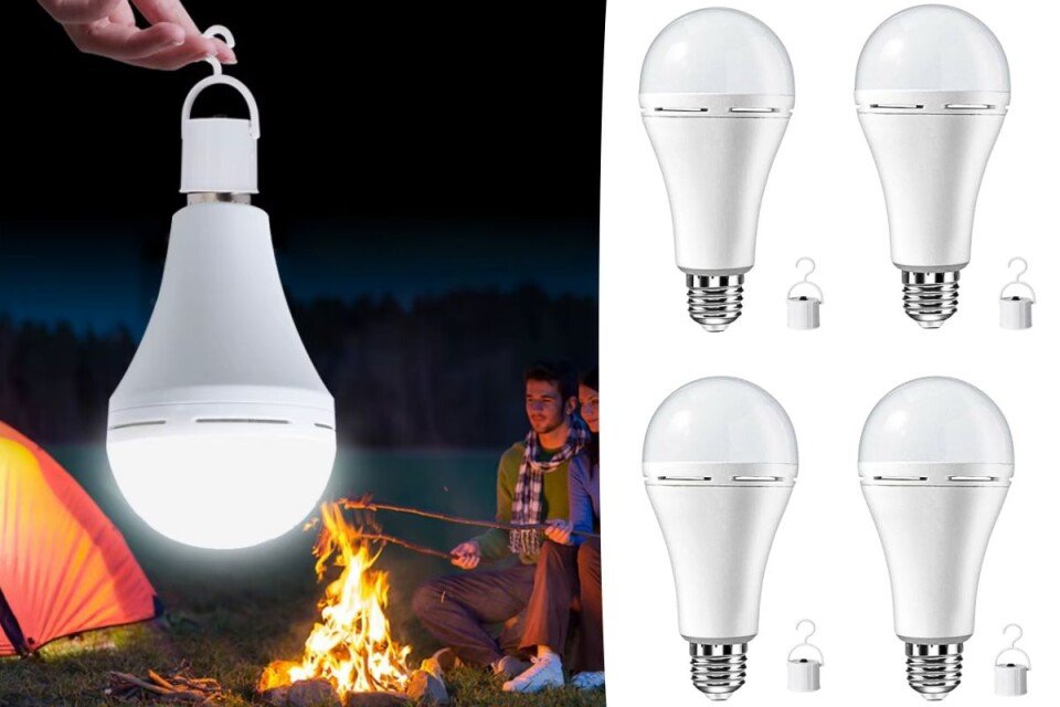 Polnilne zasilne žarnice PowerGlow, 4 kosi, 850 Lumnov, 6500K