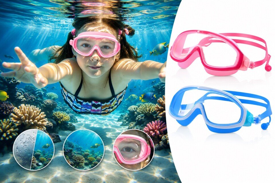 Otroška plavalna očala OptiSplash HD proti rosenju, nastavljiva