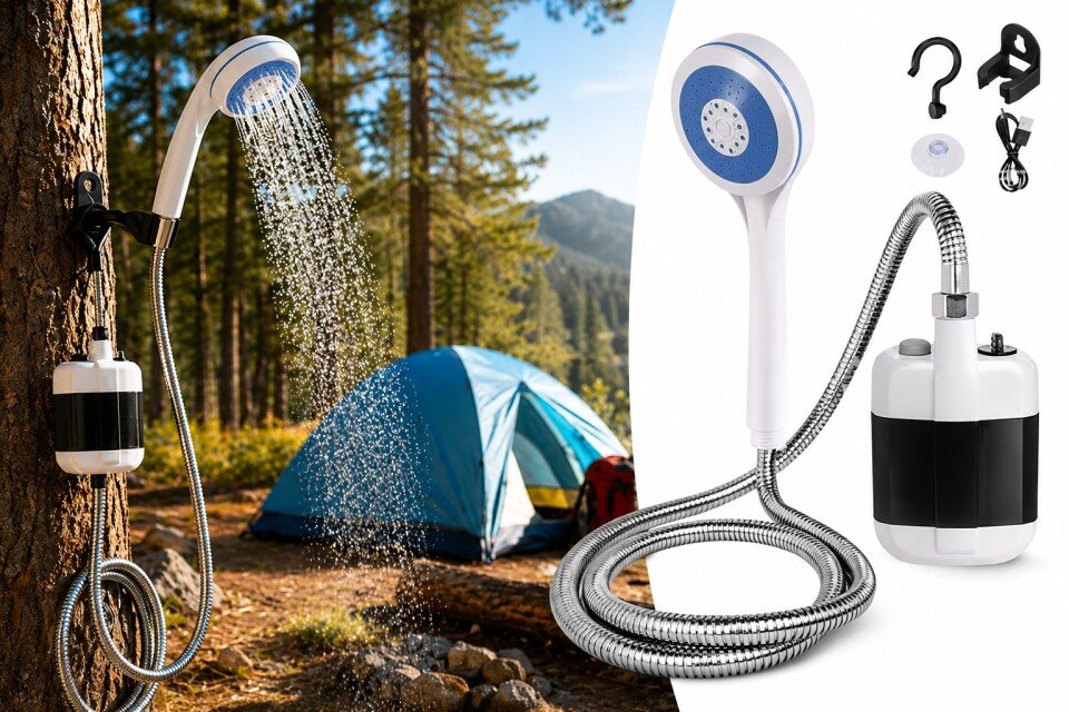 Преносима душ помпа HydraFlow с USB зареждане, 4-5 л/мин