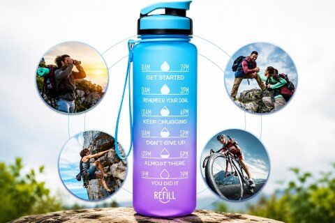 Motywacyjna butelka na wodę (1000 ml) MotivationBottle, bez BPA