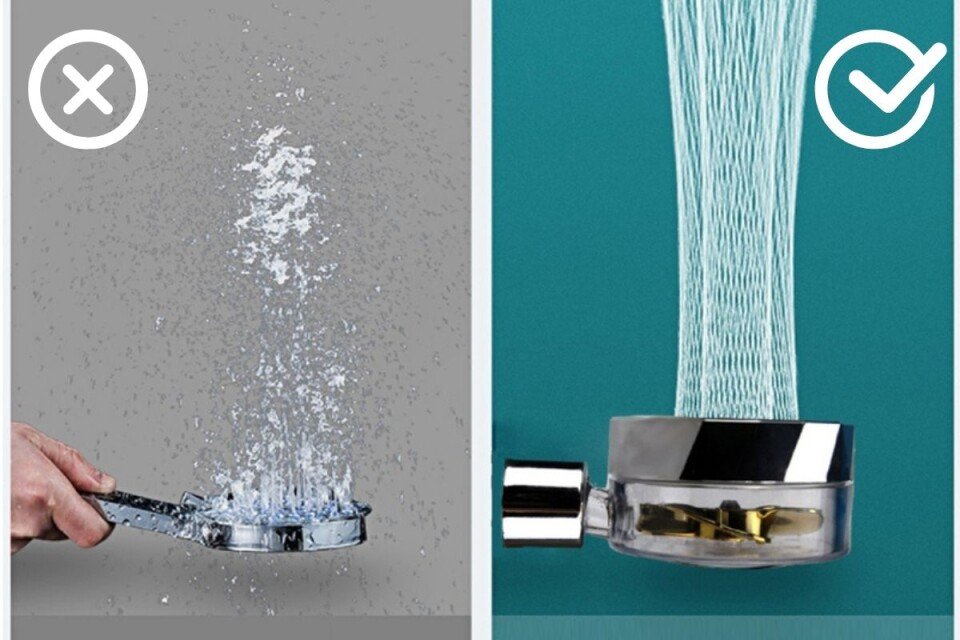 Cap de duș ShowerUp, presurizat, cu ventilator, economisește energia
