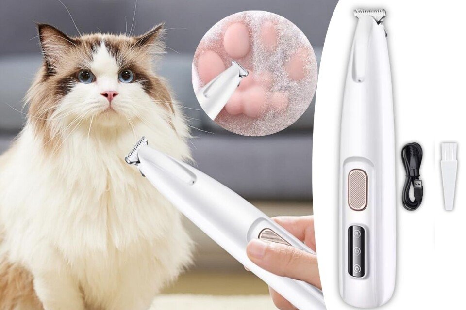 Rasoio di precisione impermeabile per animali domestici PawGlide, display LED, USB