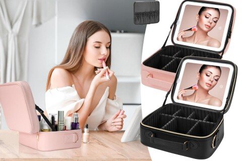 Borsa da viaggio per il trucco Avelle, LED, 3 modalità di illuminazione