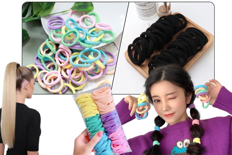 ChichHair set elastici per capelli, neri o colorati, 100 pezzi