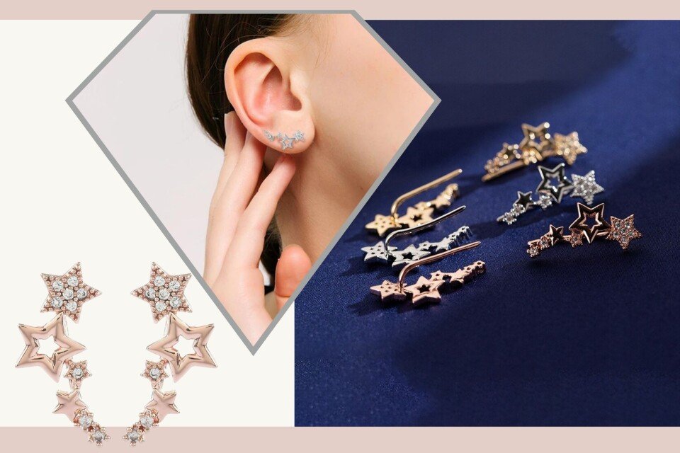 Eleganti orecchini da donna FallingStars, stelline, 3 colori