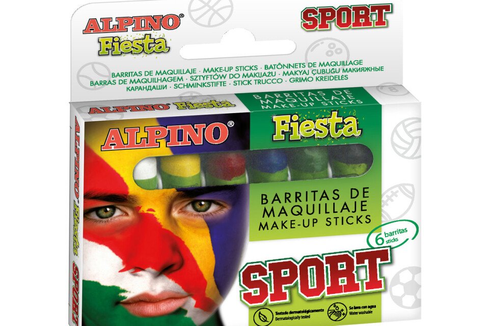 ALPINO Пастели за рисуване на лицето на спортист, 6 цвята